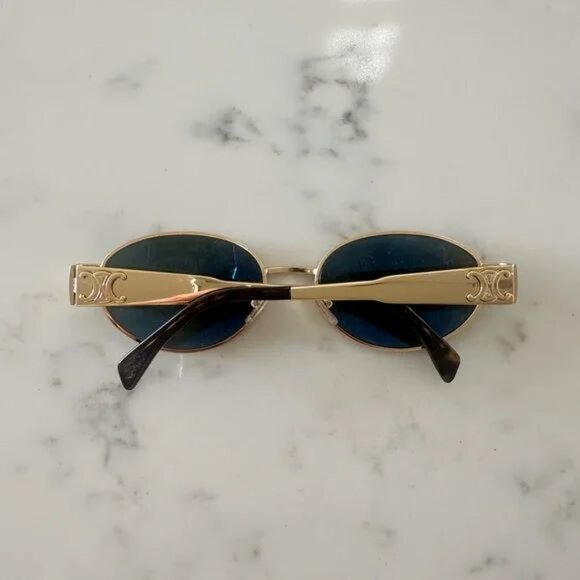Celine Triomphe Sunglasses CL40235U Gold Frame Green Lenses - Picture 5 of 6